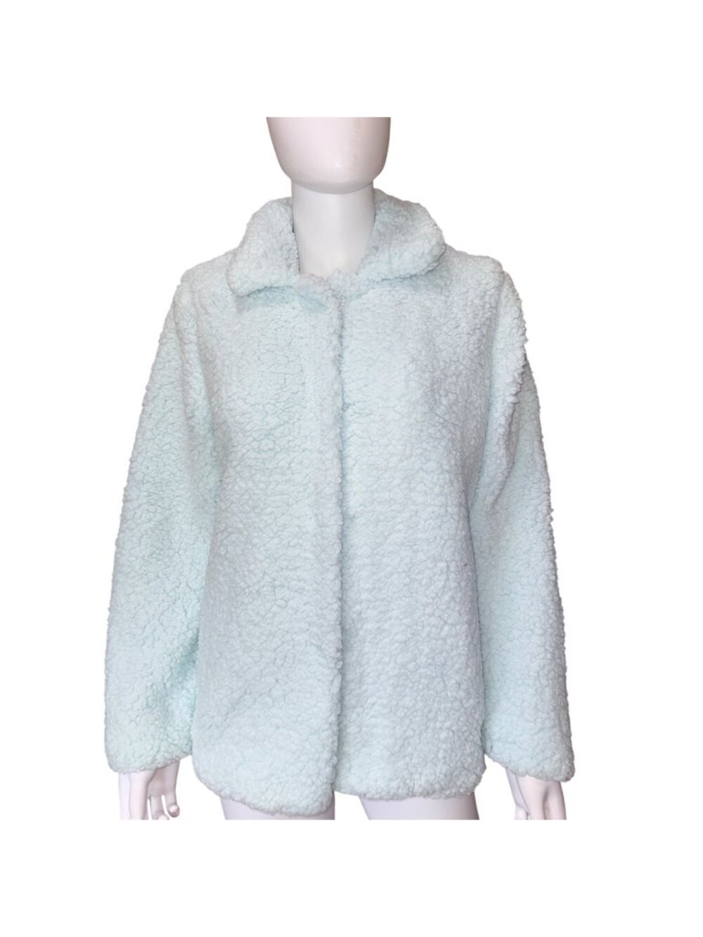EillyBazar Womens Sherpa Jacket Soft Plush Size Small Light Blue Cozy Coat S